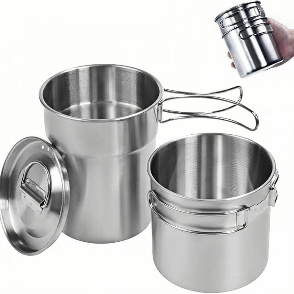 Camping Cooking Sets - Opvouwbare campingbekers, campingpotten, kookgerei, 304-voedselveilige outdoor