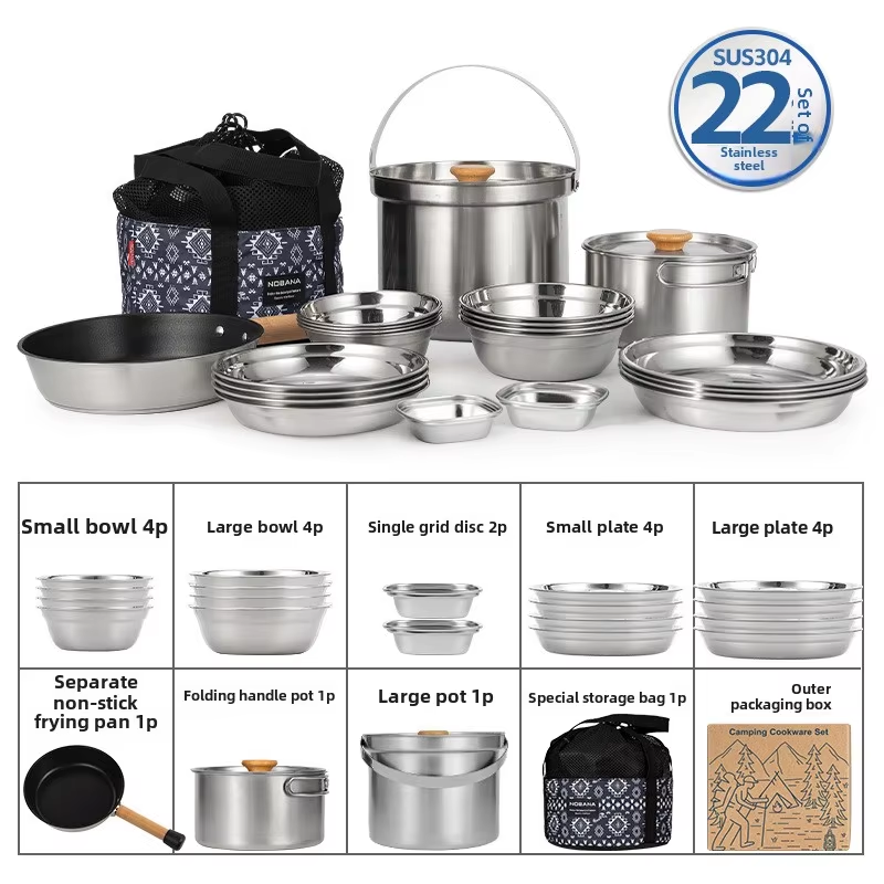 Camping Cooking Cylinder - NOBANA Nieuwste Outdoor Rvs Pot Set