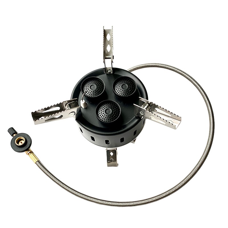 Camping Cooking Gas Stove Portable Tool - Draagbare 3-pits winddichte butaangasfornuis opvouwbaar voor