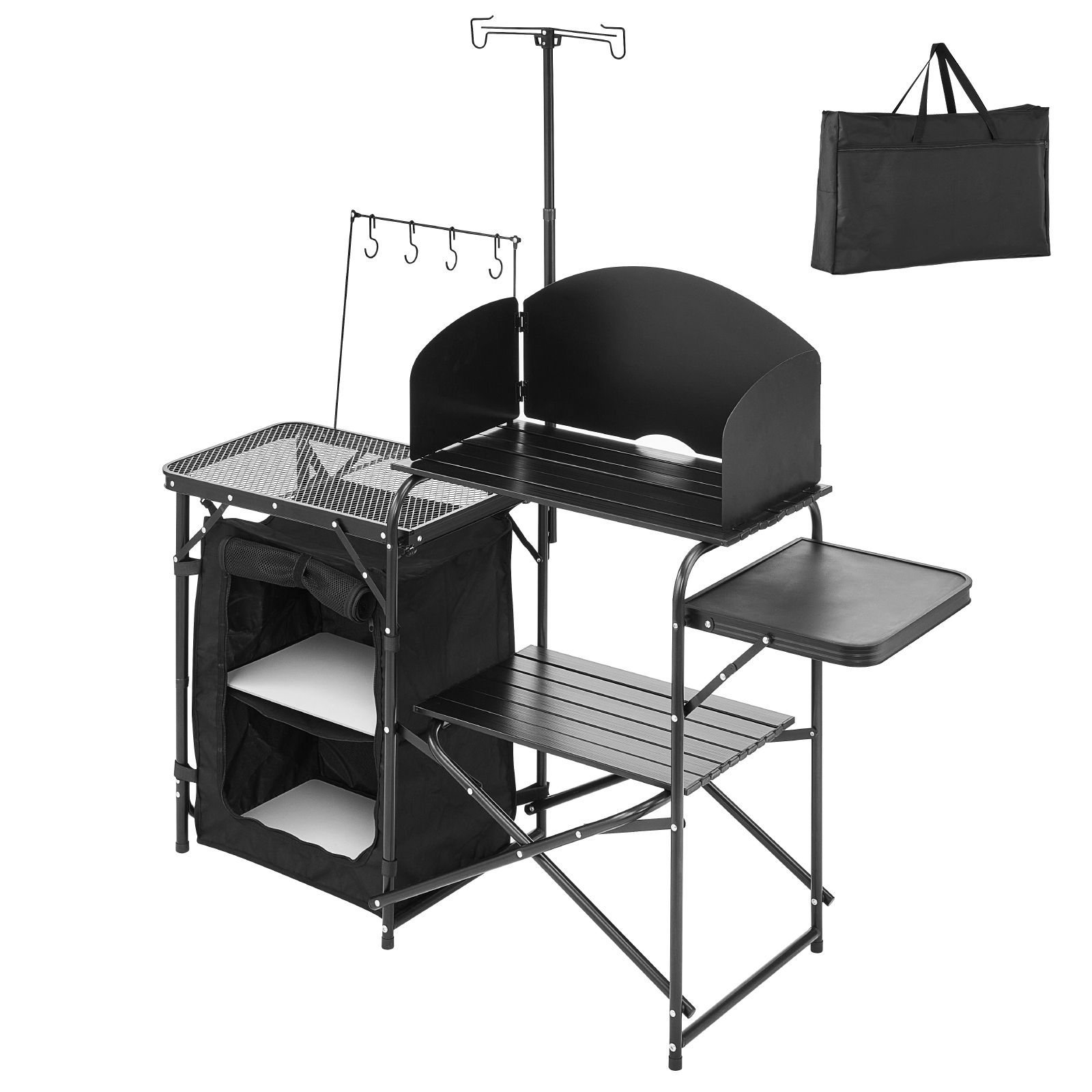 Camping Cooking Cupboard - Campingkeukenblad, Buitenkooktafel voor Kamperen, Draagbaar Aluminium