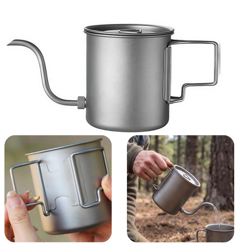 Camping Cooking Lightweight - 420ml Pure Titanium Camping Koffiekan met