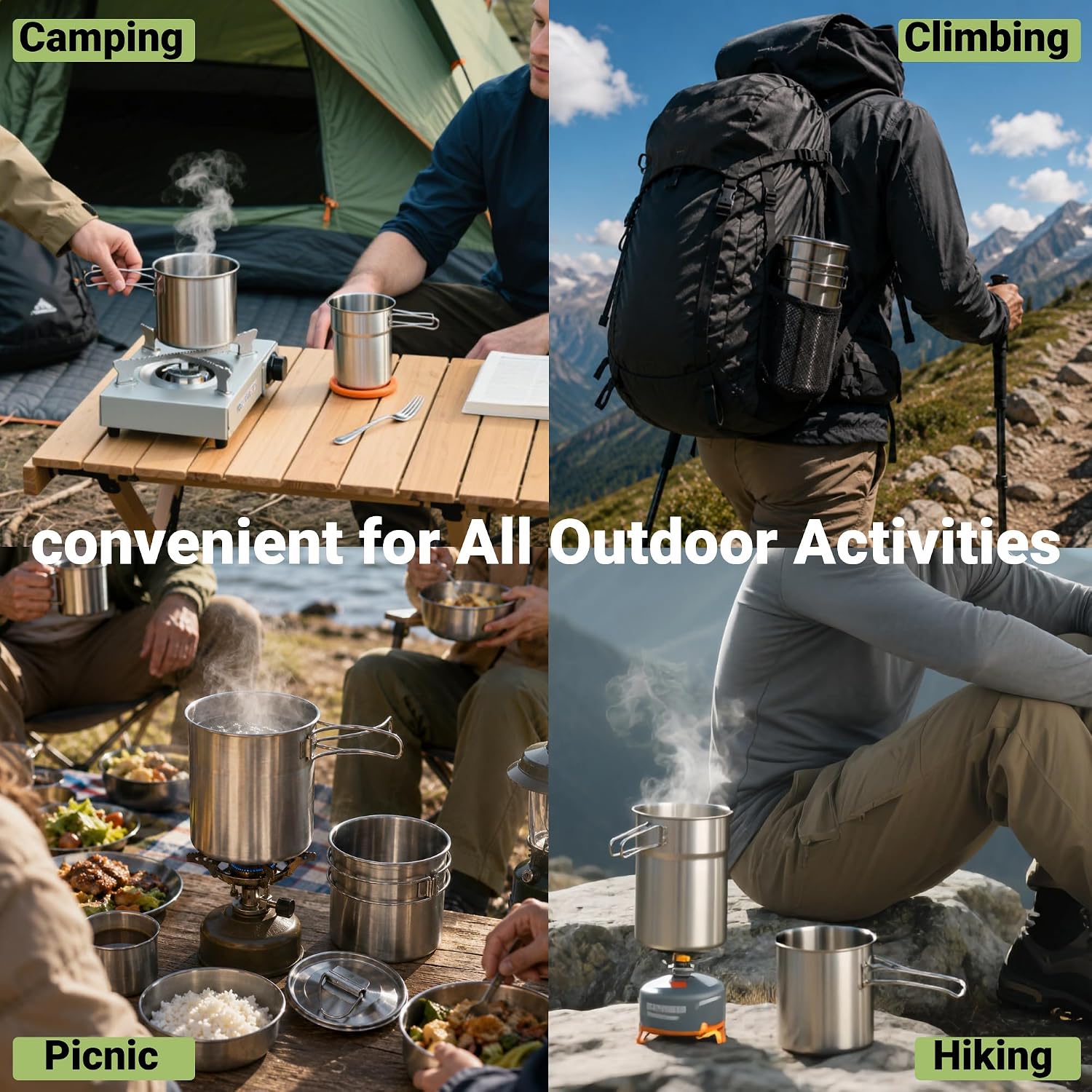 Opvouwbare campingbekers, camp - Camping Cooking Sets recensie en prijs